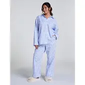 Hunkemoller Jacket Ls Seersucker Check - Blue - S