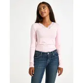 Lindex Top Viscose With Lace - Pink - 128