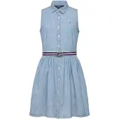 Ralph Lauren Belted Cotton Chambray Shirtdress - Blue - 137-140