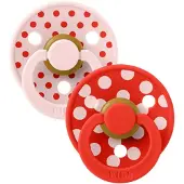 BIBS Studio Colour Polka 2-pack Pyöreitä Lateksituttia Blossom Candy Apple Blossom Candy Apple 6+M Latex Punainen 6+ kuukautta Pojat, Tytöt