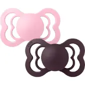 BIBS Pacifier Supreme Silicone Baby Pink Plum Size 2 2pcs