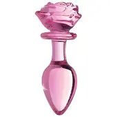 XR Brands Lasinen anaalitappi Rose, vaaleanpunainen, iso