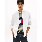 Tommy Hilfiger for man. DM0DM22026 Poplin shirt with embroidered logo white (M), Casual, Cotton, Long sleeve