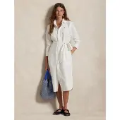 Ralph Lauren for woman. 211928804001 Cotton shirt dress with white belt (32), Casual, Long sleeve