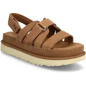 Ugg for woman. 1175122 Goldenstar Gleam leather sandals brown (38), Flat, Suede, Velcro, Casual