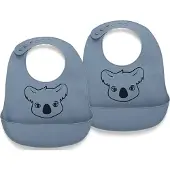 Nuuroo Alfie Silicone Short Bib 2-Pack With Print - Blue - ONE SIZE