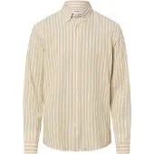 Lindbergh Wide Striped Cotton/Linen Shirt L/S - Beige - XXL