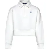 Ralph Lauren Double-Knit Collared Boxy Sweatshirt - White - 132-140
