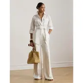 Ralph Lauren Relaxed Fit Belted Linen Shirt - White - L