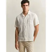 Gant Reg Gmnt Dyed Linen Ss Camp Shirt - Beige - XXXL