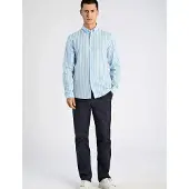 Lindbergh Wide Striped Cotton/Linen Shirt L/S - Blue - XXL