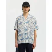 Selected Slhrlxair Mix Ss Shirt - Blue - XXL