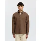Selected Slmregclay Linenblend Ls Shirt Cla Noos - Brown - L