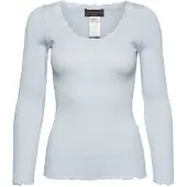 Rosemunde Rwbabette Silk Ls U-Neck Lace T-Shirt - Blue - L