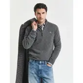 Gant Superfine Lambswool Half Zip - Grey - XXXL