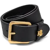 Ralph Lauren for woman. 412968765001 Leather belt with black logo buckle (L), Casual
