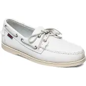 Sebago for man. 7000H00 Docksides leather boat shoes Portland white (41), Flat, Laces, Casual