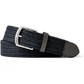 Ralph Lauren Leather-Trim Webbed Belt - Black - 38