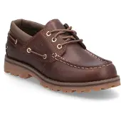 Timberland unisex for kids. TB0A2A5FEM61 Brown Authentic Leather Boat Shoes (34), Flat, Laces, Casual, children's fashion