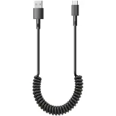 Eletra USB-A - USB-C kierrekaapeli 1,5 m, musta