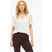 Vila Vifalia V-Neck S/S Top 1 - Cream - 40