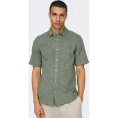 Only & Sons Onscaiden Life Ss Solid Linen Blend Noos - Green - L