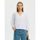 Selected Slfbea 3/4 V Neck Shirt B - White - 38