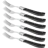 Laguiole by Hâws Steak Fork Set 6 Pcs Black Wood - Black - ONE SIZE
