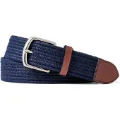Ralph Lauren Leather-Trim Webbed Belt - Navy - 38