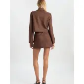 Bardot Lorenzo Vegan Suede Shirt - Brown - 34