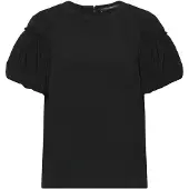 French Connection Crepe Light Puff Sleeve Top - Black - XS