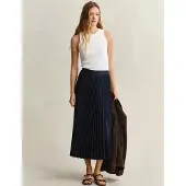 Gant for woman. 4400169 Navy blue pleated midi skirt (36), Casual, Classic, Polyester