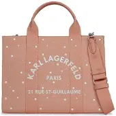 Karl Lagerfeld Käsilaukku 'Rue St-Guillaume' pastellinpinkki / valkoinen