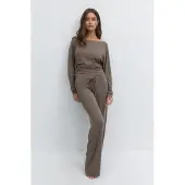 Gina Tricot Low Waist Loungewear Trousers - Brown - M