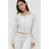 Gina Tricot Slim Fit Zip Hoodie - Grey - L