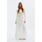 Gina Tricot Dropped Waist Skirt - Cream - XL