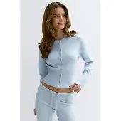 Gina Tricot Fitted Knitted Cardigan - Blue - XS