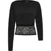Gina Tricot Slouchy Lace Top - Black - M