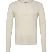 Weekday Long-Sleeved Henley T-Shirt - Cream - L