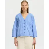 Selected Slfbea 3/4 V Neck Shirt B - Blue - 36