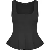Gina Tricot Peplum Top - Black - XL