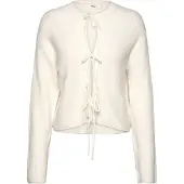 Gina Tricot Knitted Tie Cardigan - Cream - L