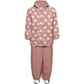 CeLaVi Rainwear Set Elephant Aop - Pu - Pink - 116-122