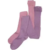 Minymo Stocking - Solid Rib 2-Pack - Purple - 128\134