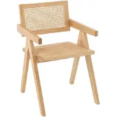 J-Line Chair Grid Ash Wood/Rattan Nat - H80CM