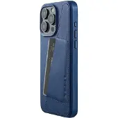 Mujjo Full Leather Wallet, iPhone 15 Pro Max -lompakkokotelo, Sininen