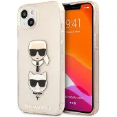 Karl Lagerfeld Glitter Karl & Choupette Head - Kotelo iPhone 13 minille (kulta)