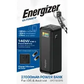 Energizer Varavirtalähde - 140W - 2x USB-C PD 3.1 - USB-A - 27000 mAh
