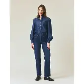 Lexington Denim Frill Blouse - Navy - XS