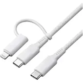 Dacota Platinum 2-in-1 USB-C- ja Lightning-kaapeli 2 m 240 W, valkoinen